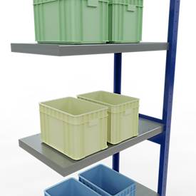 Schulte Lagertechnik Fachbodenregal-Stecksystem MULTIplus 250, Anbauregal, Längenriegel, 2500x750x400 mm, 6 Böden, enzianblau/verzinkt