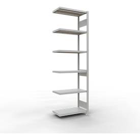 Schulte Lagertechnik Fachbodenregal-Stecksystem MULTIplus 250, Anbauregal, Längenriegel, 2500x750x400 mm, 6 Böden, lichtgrau