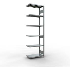 Schulte Lagertechnik Fachbodenregal-Stecksystem MULTIplus 250, Anbauregal, Längenriegel, 2500x750x400 mm, 6 Böden, verzinkt