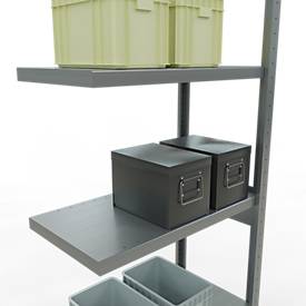 Schulte Lagertechnik Fachbodenregal-Stecksystem MULTIplus 250, Anbauregal, Längenriegel, 2500x750x400 mm, 6 Böden, verzinkt
