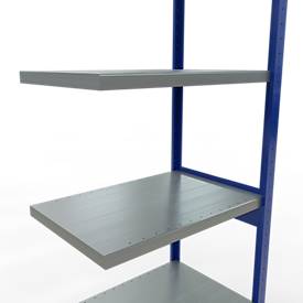 Schulte Lagertechnik Fachbodenregal-Stecksystem MULTIplus 250, Anbauregal, Längenriegel, 2500x750x500 mm, 6 Böden, enzianblau/verzinkt