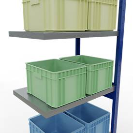 Schulte Lagertechnik Fachbodenregal-Stecksystem MULTIplus 250, Anbauregal, Längenriegel, 2500x750x500 mm, 6 Böden, enzianblau/verzinkt