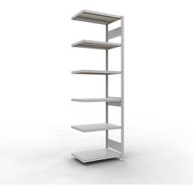 Schulte Lagertechnik Fachbodenregal-Stecksystem MULTIplus 250, Anbauregal, Längenriegel, 2500x750x500 mm, 6 Böden, lichtgrau