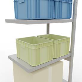 Schulte Lagertechnik Fachbodenregal-Stecksystem MULTIplus 250, Anbauregal, Längenriegel, 2500x750x500 mm, 6 Böden, lichtgrau