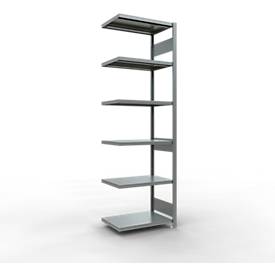 Schulte Lagertechnik Fachbodenregal-Stecksystem MULTIplus 250, Anbauregal, Längenriegel, 2500x750x500 mm, 6 Böden, verzinkt