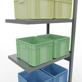 Schulte Lagertechnik Fachbodenregal-Stecksystem MULTIplus 250, Anbauregal, Längenriegel, 2500x750x500 mm, 6 Böden, verzinkt