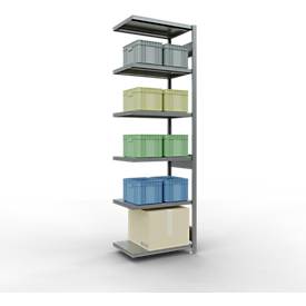 Schulte Lagertechnik Fachbodenregal-Stecksystem MULTIplus 250, Anbauregal, Längenriegel, 2500x750x500 mm, 6 Böden, verzinkt