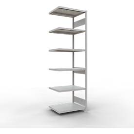 Schulte Lagertechnik Fachbodenregal-Stecksystem MULTIplus 250, Anbauregal, Längenriegel, 2500x750x600 mm, 6 Böden, lichtgrau