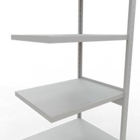 Schulte Lagertechnik Fachbodenregal-Stecksystem MULTIplus 250, Anbauregal, Längenriegel, 2500x750x600 mm, 6 Böden, lichtgrau