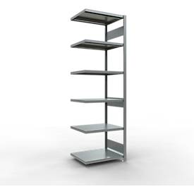 Schulte Lagertechnik Fachbodenregal-Stecksystem MULTIplus 250, Anbauregal, Längenriegel, 2500x750x600 mm, 6 Böden, verzinkt