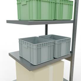 Schulte Lagertechnik Fachbodenregal-Stecksystem MULTIplus 250, Anbauregal, Längenriegel, 2500x750x600 mm, 6 Böden, verzinkt