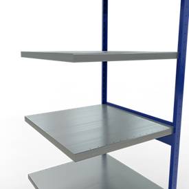 Schulte Lagertechnik Fachbodenregal-Stecksystem MULTIplus 250, Anbauregal, Längenriegel, 2500x750x800 mm, 6 Böden, enzianblau/verzinkt