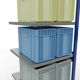 Schulte Lagertechnik Fachbodenregal-Stecksystem MULTIplus 250, Anbauregal, Längenriegel, 2500x750x800 mm, 6 Böden, enzianblau/verzinkt