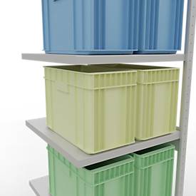 Schulte Lagertechnik Fachbodenregal-Stecksystem MULTIplus 250, Anbauregal, Längenriegel, 2500x750x800 mm, 6 Böden, lichtgrau