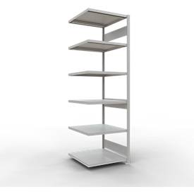 Schulte Lagertechnik Fachbodenregal-Stecksystem MULTIplus 250, Anbauregal, Längenriegel, 2500x750x800 mm, 6 Böden, lichtgrau