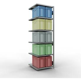 Schulte Lagertechnik Fachbodenregal-Stecksystem MULTIplus 250, Anbauregal, Längenriegel, 2500x750x800 mm, 6 Böden, verzinkt