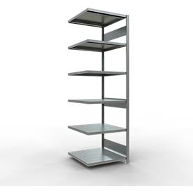 Schulte Lagertechnik Fachbodenregal-Stecksystem MULTIplus 250, Anbauregal, Längenriegel, 2500x750x800 mm, 6 Böden, verzinkt