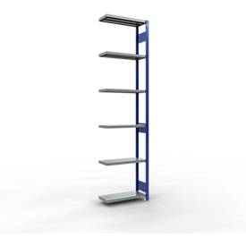 Schulte Lagertechnik Fachbodenregal-Stecksystem MULTIplus 250, Anbauregal, Längenriegel, 3000x750x300 mm, 7 Böden, enzianblau/verzinkt