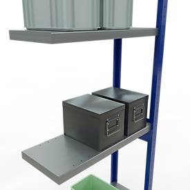 Schulte Lagertechnik Fachbodenregal-Stecksystem MULTIplus 250, Anbauregal, Längenriegel, 3000x750x300 mm, 7 Böden, enzianblau/verzinkt