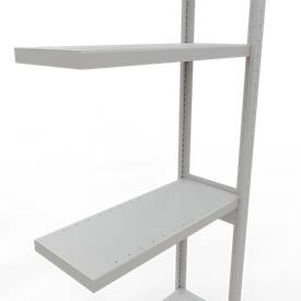 Schulte Lagertechnik Fachbodenregal-Stecksystem MULTIplus 250, Anbauregal, Längenriegel, 3000x750x300 mm, 7 Böden, lichtgrau