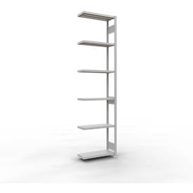 Schulte Lagertechnik Fachbodenregal-Stecksystem MULTIplus 250, Anbauregal, Längenriegel, 3000x750x300 mm, 7 Böden, lichtgrau