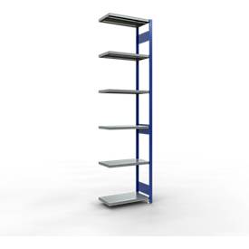 Schulte Lagertechnik Fachbodenregal-Stecksystem MULTIplus 250, Anbauregal, Längenriegel, 3000x750x400 mm, 7 Böden, enzianblau/verzinkt