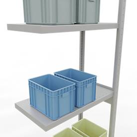 Schulte Lagertechnik Fachbodenregal-Stecksystem MULTIplus 250, Anbauregal, Längenriegel, 3000x750x400 mm, 7 Böden, lichtgrau