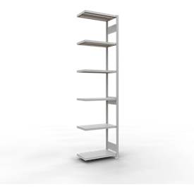 Schulte Lagertechnik Fachbodenregal-Stecksystem MULTIplus 250, Anbauregal, Längenriegel, 3000x750x400 mm, 7 Böden, lichtgrau