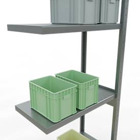 Schulte Lagertechnik Fachbodenregal-Stecksystem MULTIplus 250, Anbauregal, Längenriegel, 3000x750x400 mm, 7 Böden, verzinkt