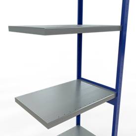 Schulte Lagertechnik Fachbodenregal-Stecksystem MULTIplus 250, Anbauregal, Längenriegel, 3000x750x500 mm, 7 Böden, enzianblau/verzinkt