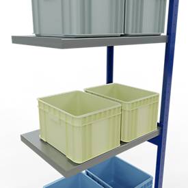 Schulte Lagertechnik Fachbodenregal-Stecksystem MULTIplus 250, Anbauregal, Längenriegel, 3000x750x500 mm, 7 Böden, enzianblau/verzinkt