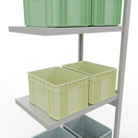 Schulte Lagertechnik Fachbodenregal-Stecksystem MULTIplus 250, Anbauregal, Längenriegel, 3000x750x500 mm, 7 Böden, lichtgrau