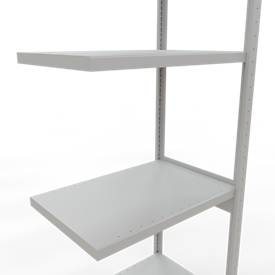 Schulte Lagertechnik Fachbodenregal-Stecksystem MULTIplus 250, Anbauregal, Längenriegel, 3000x750x500 mm, 7 Böden, lichtgrau