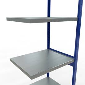Schulte Lagertechnik Fachbodenregal-Stecksystem MULTIplus 250, Anbauregal, Längenriegel, 3000x750x600 mm, 7 Böden, enzianblau/verzinkt