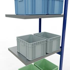 Schulte Lagertechnik Fachbodenregal-Stecksystem MULTIplus 250, Anbauregal, Längenriegel, 3000x750x600 mm, 7 Böden, enzianblau/verzinkt
