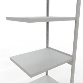 Schulte Lagertechnik Fachbodenregal-Stecksystem MULTIplus 250, Anbauregal, Längenriegel, 3000x750x600 mm, 7 Böden, lichtgrau