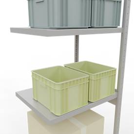 Schulte Lagertechnik Fachbodenregal-Stecksystem MULTIplus 250, Anbauregal, Längenriegel, 3000x750x600 mm, 7 Böden, lichtgrau