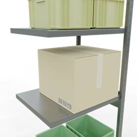 Schulte Lagertechnik Fachbodenregal-Stecksystem MULTIplus 250, Anbauregal, Längenriegel, 3000x750x600 mm, 7 Böden, verzinkt