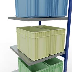 Schulte Lagertechnik Fachbodenregal-Stecksystem MULTIplus 250, Anbauregal, Längenriegel, 3000x750x800 mm, 7 Böden, enzianblau/verzinkt
