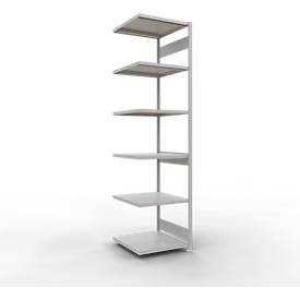 Schulte Lagertechnik Fachbodenregal-Stecksystem MULTIplus 250, Anbauregal, Längenriegel, 3000x750x800 mm, 7 Böden, lichtgrau