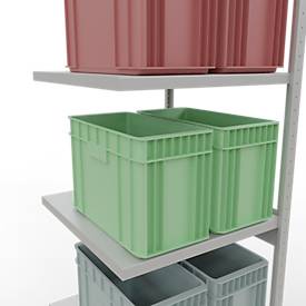 Schulte Lagertechnik Fachbodenregal-Stecksystem MULTIplus 250, Anbauregal, Längenriegel, 3000x750x800 mm, 7 Böden, lichtgrau