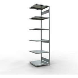 Schulte Lagertechnik Fachbodenregal-Stecksystem MULTIplus 250, Anbauregal, Längenriegel, 3000x750x800 mm, 7 Böden, verzinkt