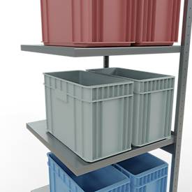 Schulte Lagertechnik Fachbodenregal-Stecksystem MULTIplus 250, Anbauregal, Längenriegel, 3000x750x800 mm, 7 Böden, verzinkt