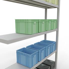 SCHULTE Lagertechnik Fachbodenregal - Stecksystem MULTIplus 250 Anbauregal mit Längenriegel - 2000x1300x300 mm, Typ 250 kg
