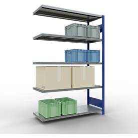 SCHULTE Lagertechnik Fachbodenregal - Stecksystem MULTIplus 250 Anbauregal mit Längenriegel - 2000x1300x500 mm, Typ 250 kg