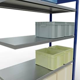 SCHULTE Lagertechnik Fachbodenregal - Stecksystem MULTIplus 250 Anbauregal mit Längenriegel - 2000x1300x600 mm, Typ 250 kg