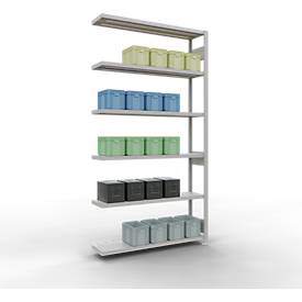 SCHULTE Lagertechnik Fachbodenregal - Stecksystem MULTIplus 250 Anbauregal mit Längenriegel - 2500x1300x300 mm, Typ 250 kg