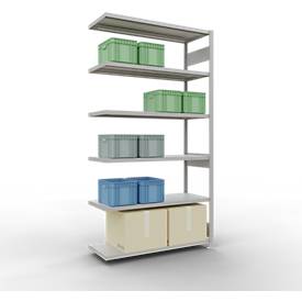 SCHULTE Lagertechnik Fachbodenregal - Stecksystem MULTIplus 250 Anbauregal mit Längenriegel - 2500x1300x500 mm, Typ 250 kg