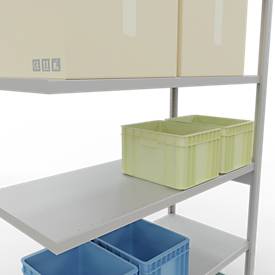 SCHULTE Lagertechnik Fachbodenregal - Stecksystem MULTIplus 250 Anbauregal mit Längenriegel - 2500x1300x600 mm, Typ 250 kg