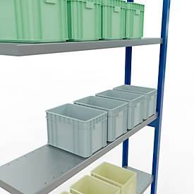 SCHULTE Lagertechnik Fachbodenregal - Stecksystem MULTIplus 250 Anbauregal mit Längenriegel - 3000x1300x300 mm, Typ 250 kg